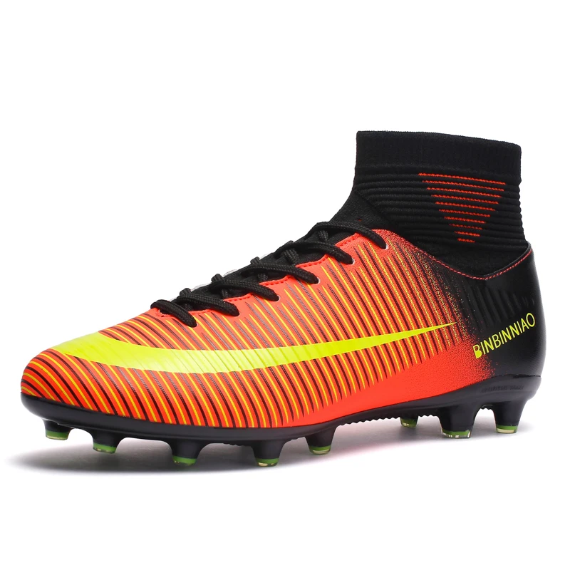 Football Shoes High Mid-Top Lace up Soccer Futsal Shoes Football Boots AG FG HG TF PU Le aperçu 5