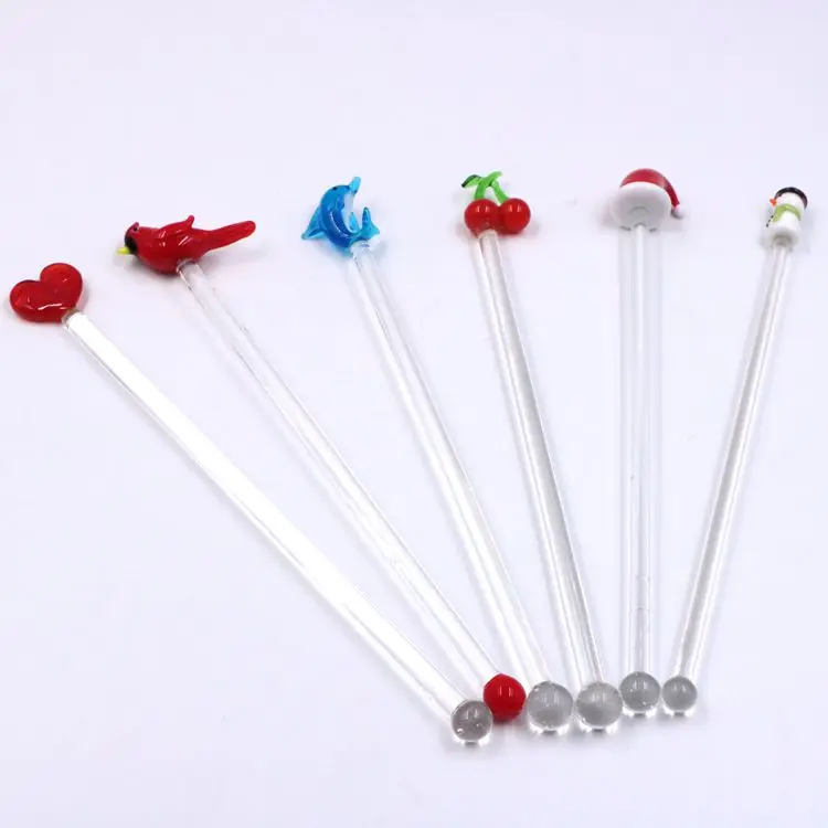 Customized Handmade Murano Glass Swizzle Muddler Rod Stir Stick For Drinking