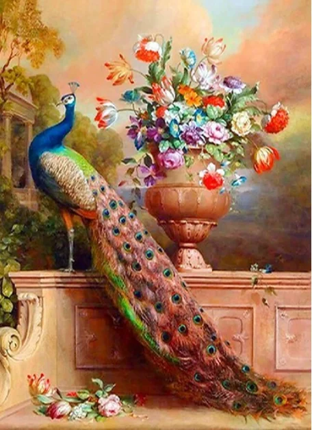 フルカラーのダイヤモンド絵画孔雀刺繍クロスステッチキット壁