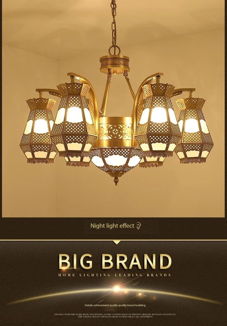 Vintage Chandelier All-copper Decorative Lamp Moroccan