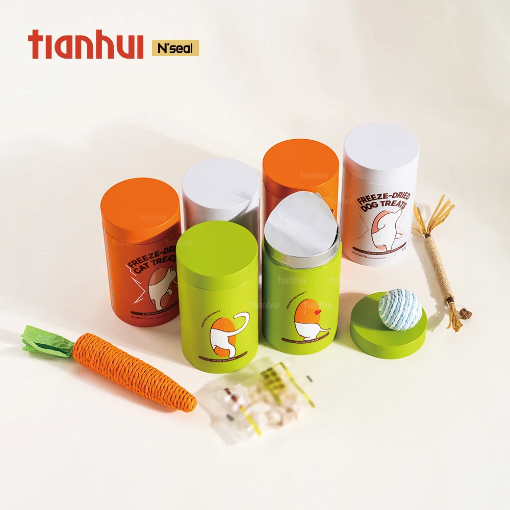 Boîte de rangement étanche Tianhui pour friandises de compagnie, contenant en tôle personnalisable pour fournitures alimentaires pour animaux