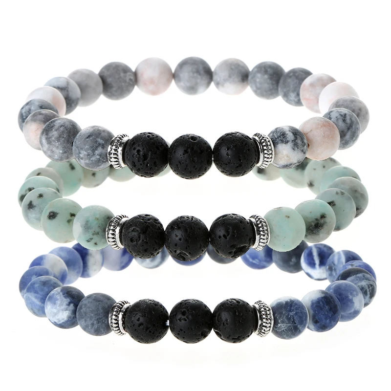 Bracciale Uomo Donna In Pietra Lavica E Chakra: Perline 8mm Naturali Con Corda Regolabile. Diffusore Per Oli Essenziali, Perfetto Per Yoga E Meditazione.