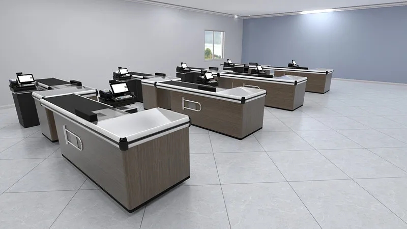 高速自動レジカウンターステンレス鋼電気レジスーパーマーケット