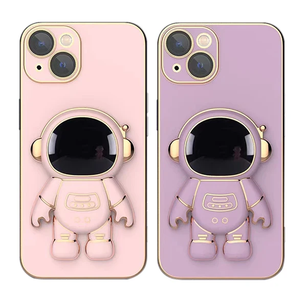Kickstand Astronaut Phone Cases For Iphone 13 Pro Max Luxury Plating Soft Tpu Phone Cover For
