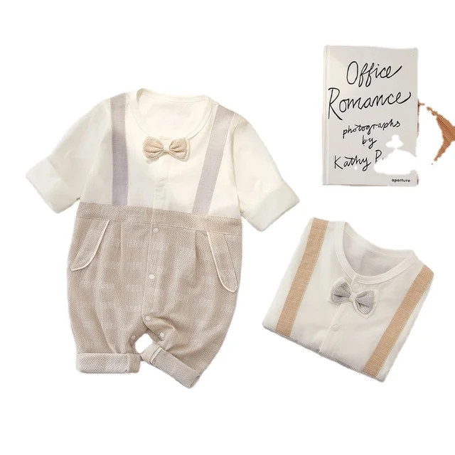 Keli Bear Baby Romper New Season 100% Cotton Boneless Stitching Boys and Girls Jumpsuit Newborn Romper