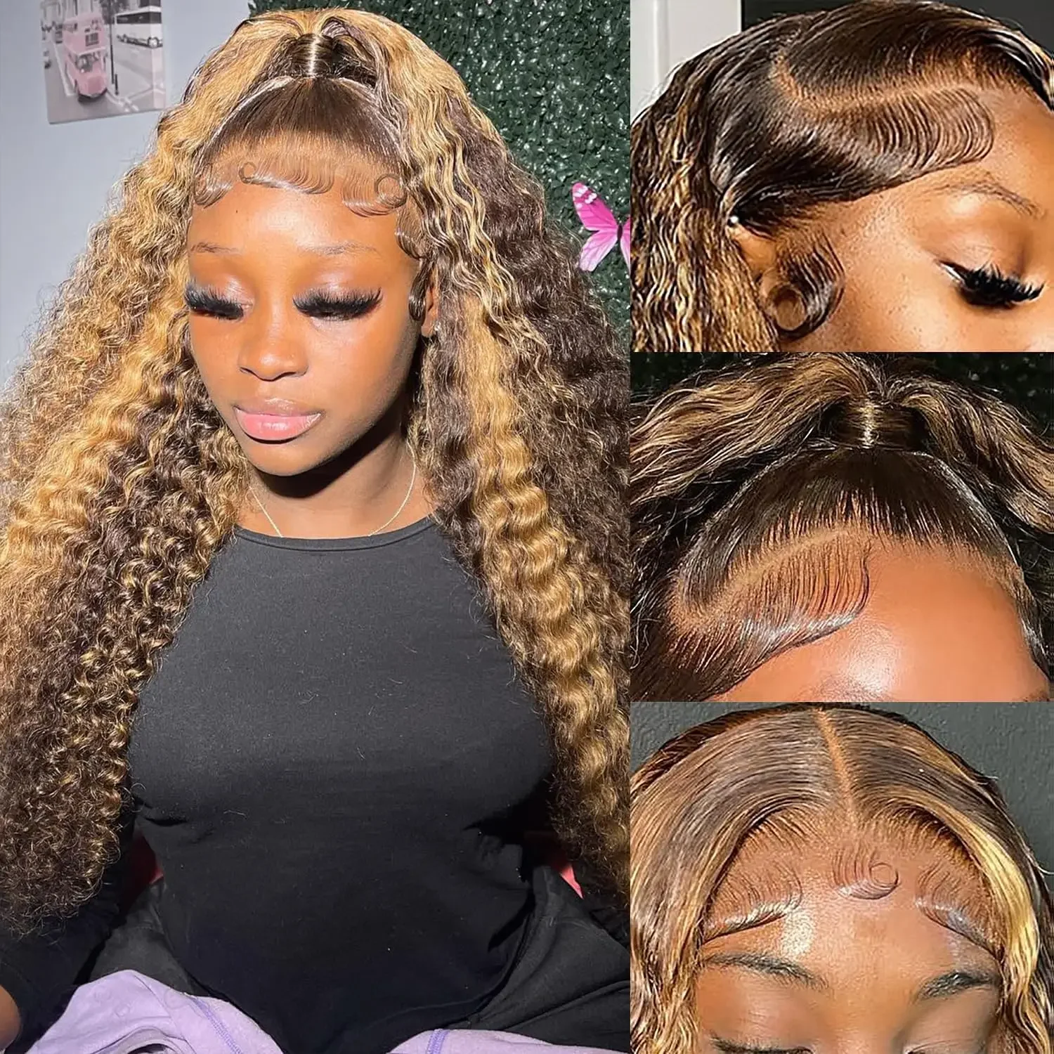 Lace Front Deep Wave Ombre Glueless Wigs_voghion.com
