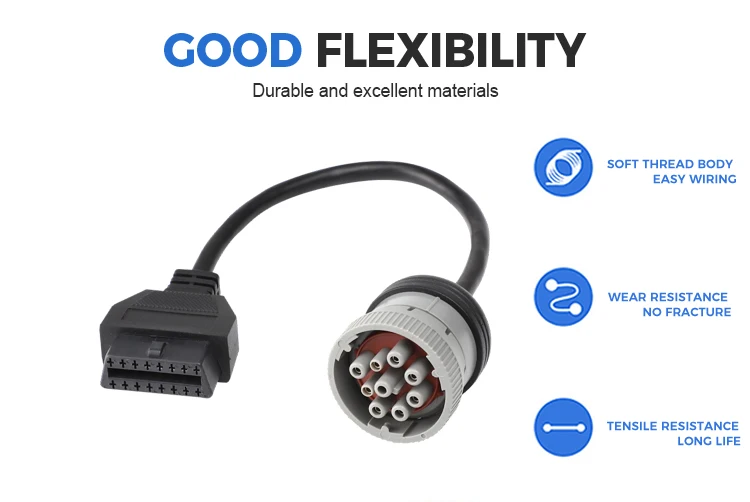 product oem odm 16pin female to j1939 9p grey male j1939 connector obd2 obdii eld cable-5