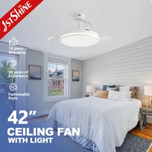 1stshine LED Ceiling Fan Fancy Design 3 Color LED Lighting Retractable Ceiling Fan with Remote Control