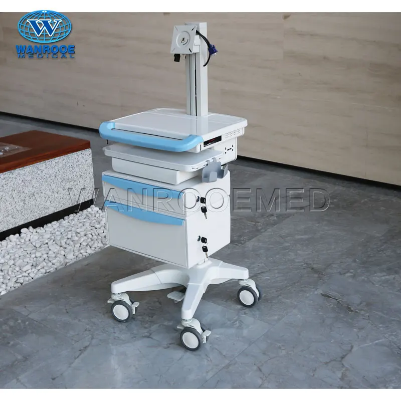 
BWT-001N1 Medical Dual Monitor Emergency All-in-one Computer Workstation Cart Trolley with Drawers 