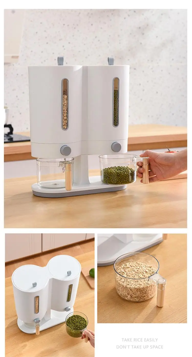 Kitchen Rice Compartment Storage Container Plastic Insect Proof Grain ...