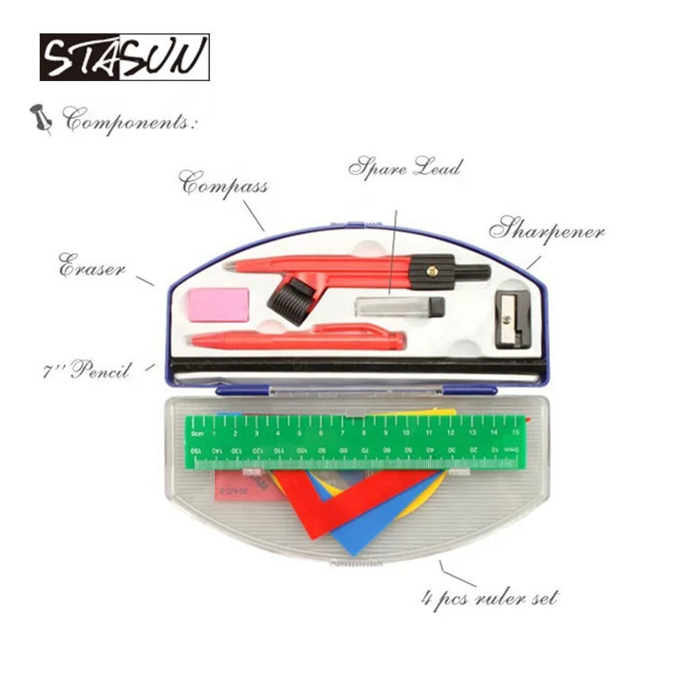 STASUN Multiple Function 10pcs Compass Dividers Geometry Math Set for Students