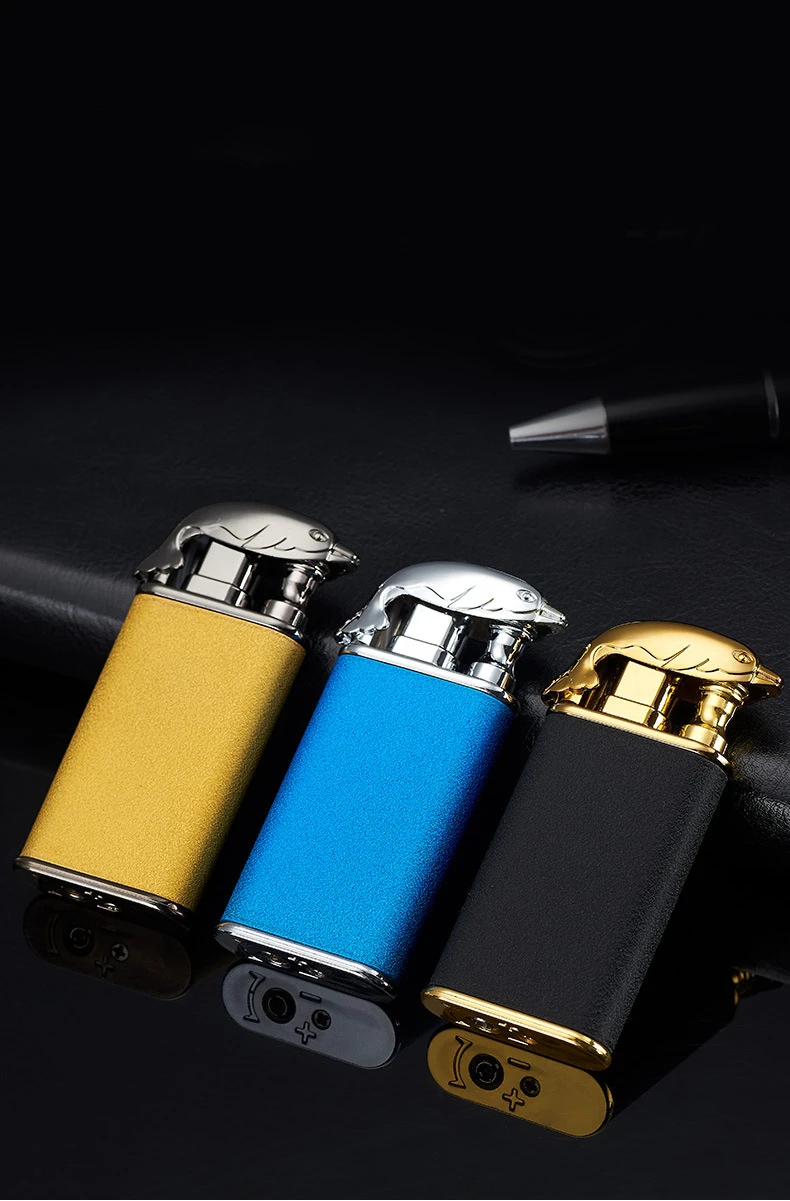 Blue Flame Crocodile Dragon Double Hole Lighter Creative Windproof ...