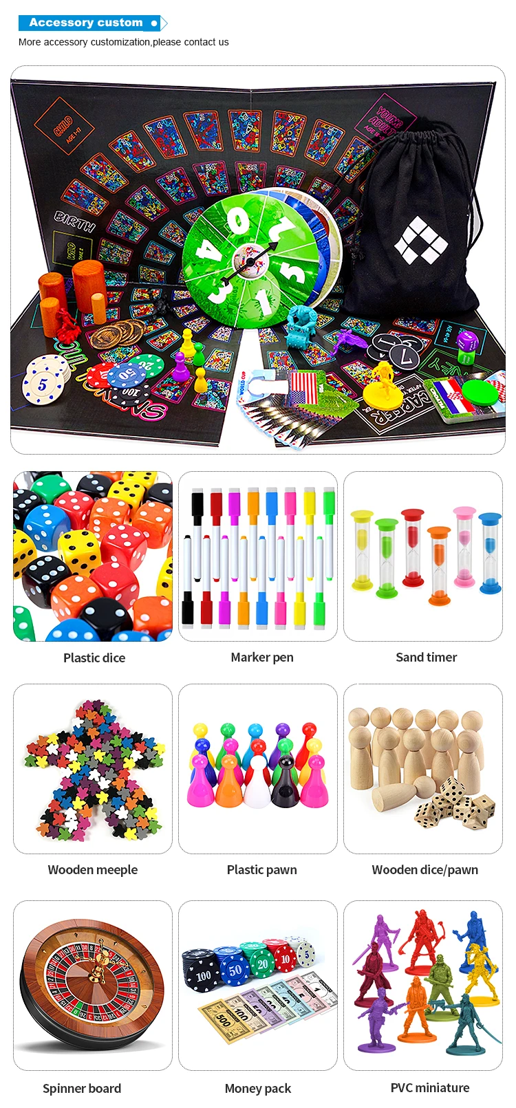 Custom Foldable Paper Board Game For Family Travel With Dice Token