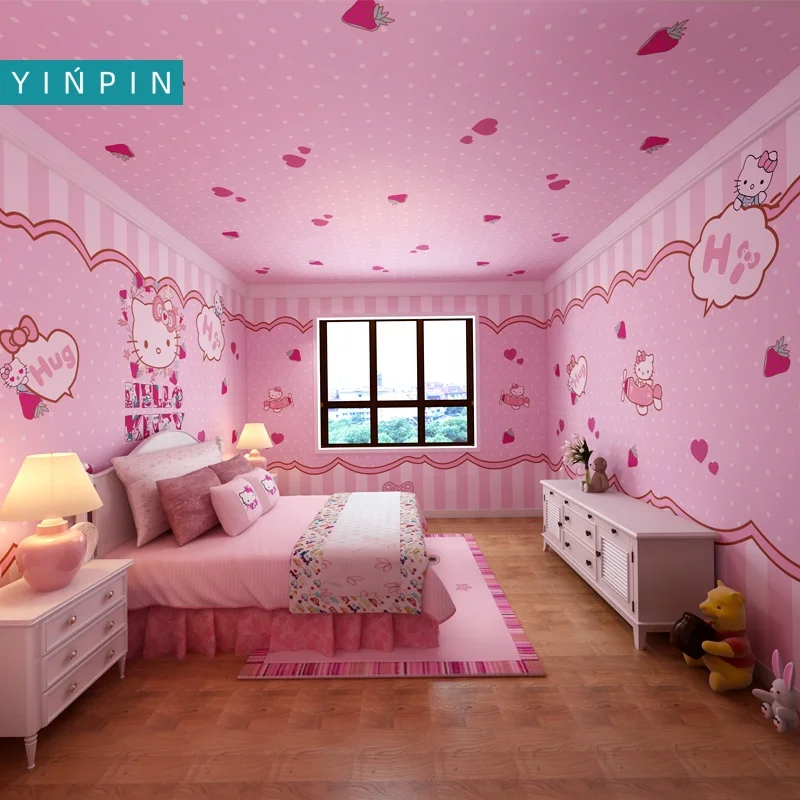 Wholesale Pink hello kitty wallpaper 3d home design for kids room decor  mural From malibabacom
