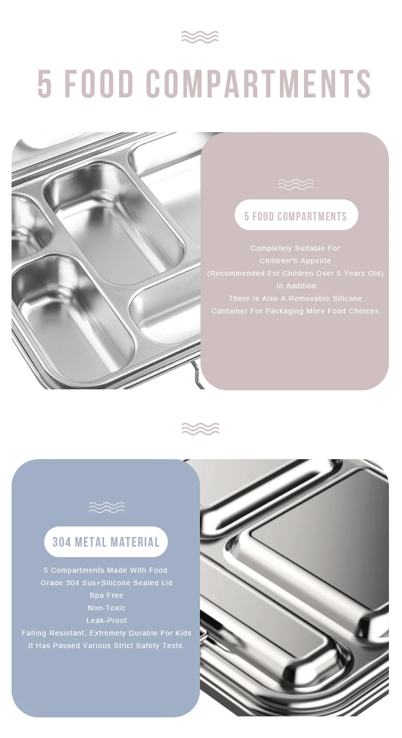 Aohea Hot new product Two-compartment stainless steel bento insulated kids school lunch box custom bento lunch box details