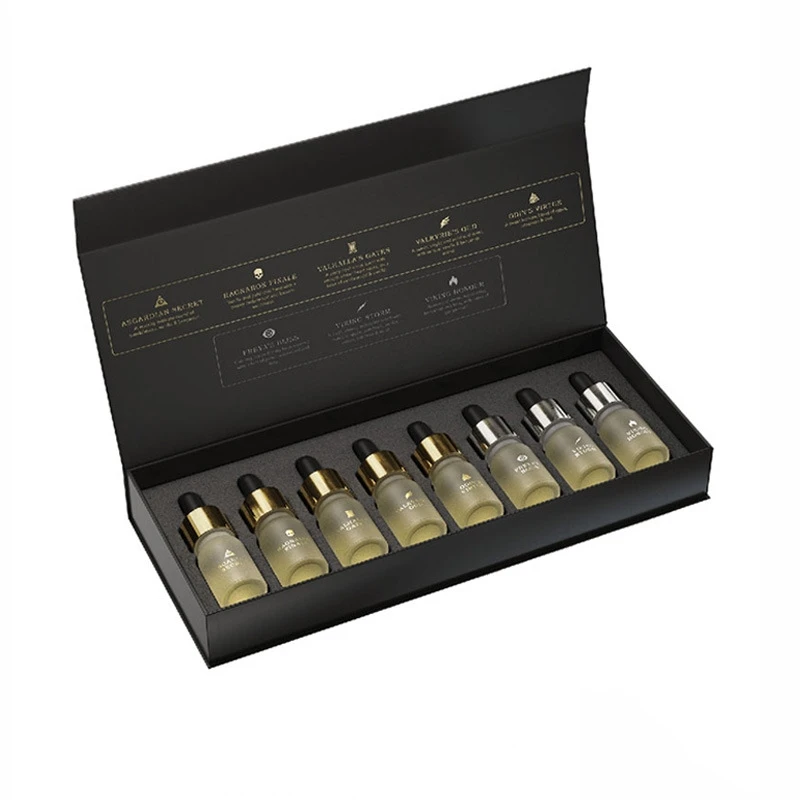 Custom Black Paper Empty Perfume Discovery Tester Mini Sample Gift Box Oil Perfume