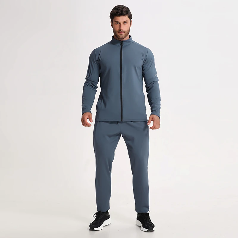 Mens Running Jacket and Pants Set Gym Clothing Two Piece Sportswear Men Autumn Spandex Polyester Tracksuits