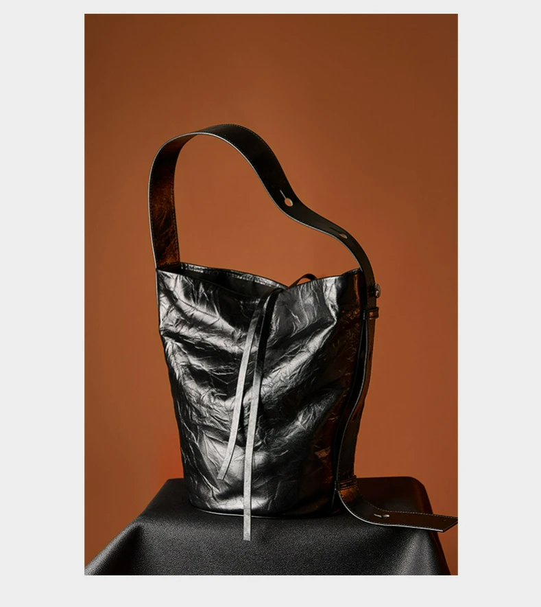 2024 New High Quality Cowhide Bucket Bag Women's Shoulder Bag Design ...
