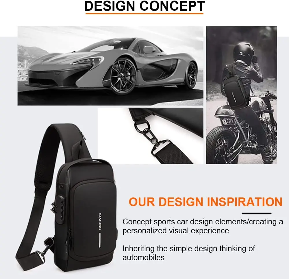 Motorcycle Chest Bag Password Anti Theft Single Shoulder Bag Sports Leisure Multi Functional Usb 1159