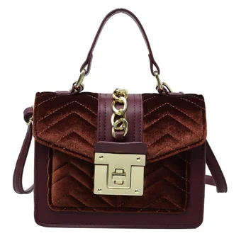 Popular golden velvet square christmas gift bag fashion trends ladies bags handbag chain handbags for women