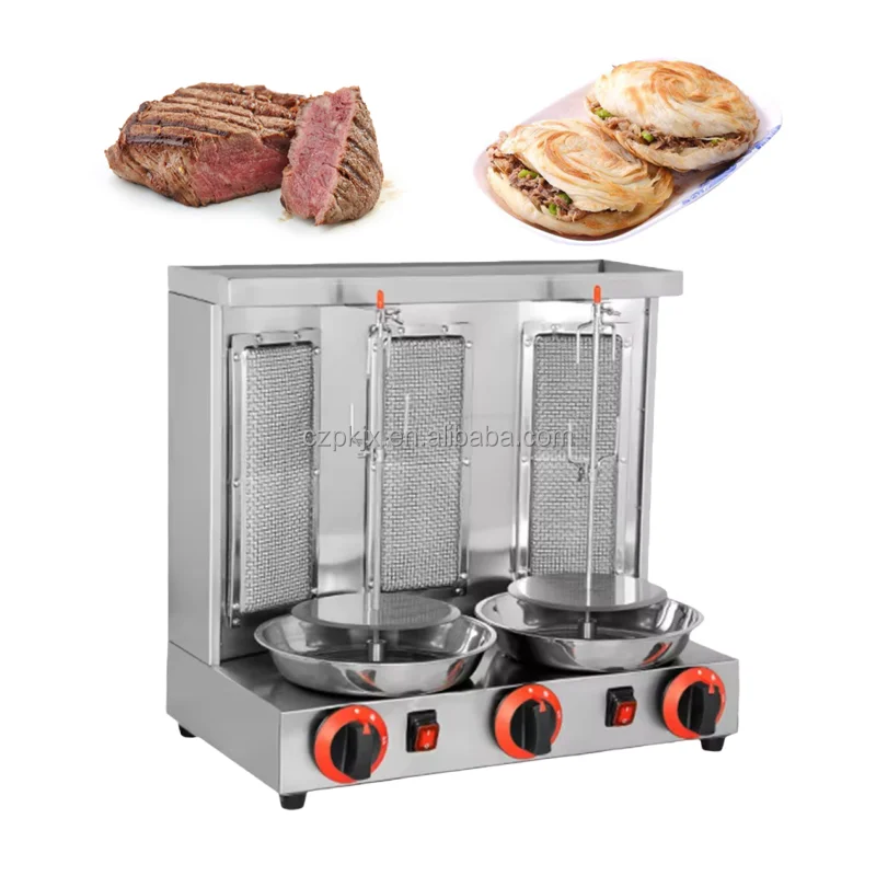 Combined Shawarma Machine Automatic Rotating Chicken Doner Kebab Machine with Griddle
