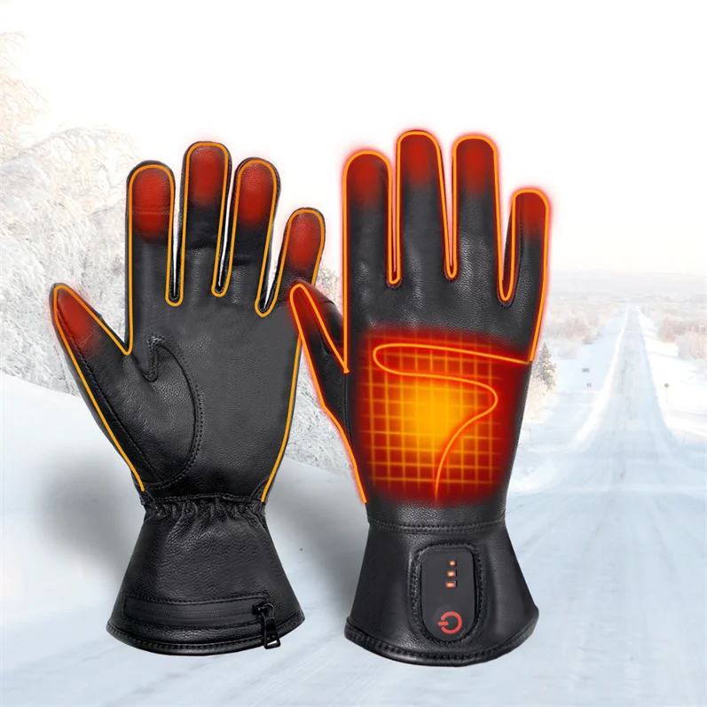 Touch Screen Genuine Liners Thermal Customized Logo Golf Driving Gloves Leather Electric USB Heated Gloves