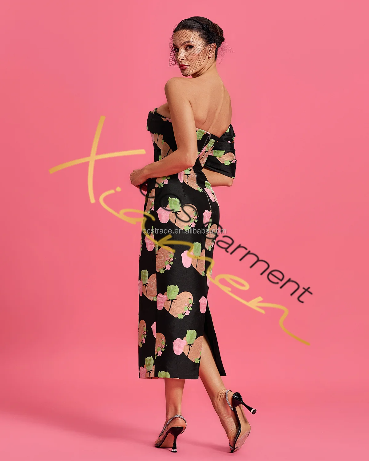 elegant bandage dresses Norva Elegant bandage dress with 3Dwhite Rose