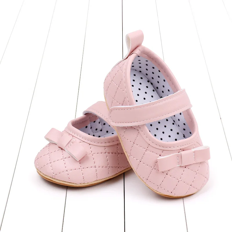 Spring & Summer Solid Color Plaid Bow Non-slip Soft-soled Baby Shoes for Girls supplier