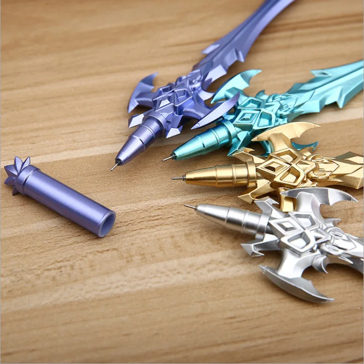 50PCS Cartoon Gel Pen Cute Sword Weapons Black Ink Pen Creative