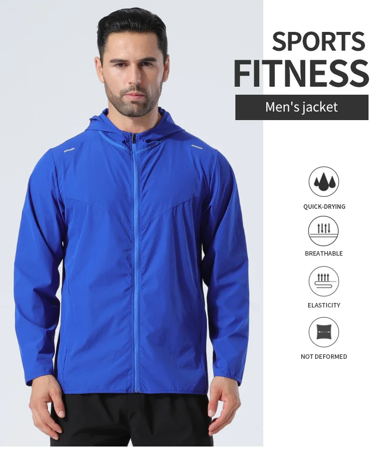 Men Active Wear Jacket Lightweight Running Windbreaker Jogger Sports