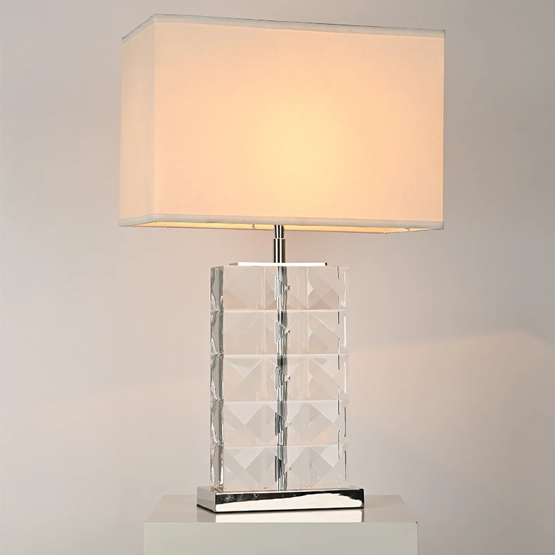 Lampara colgante diamond crystal lampwork fabric lamp shades table lamp with drum shade