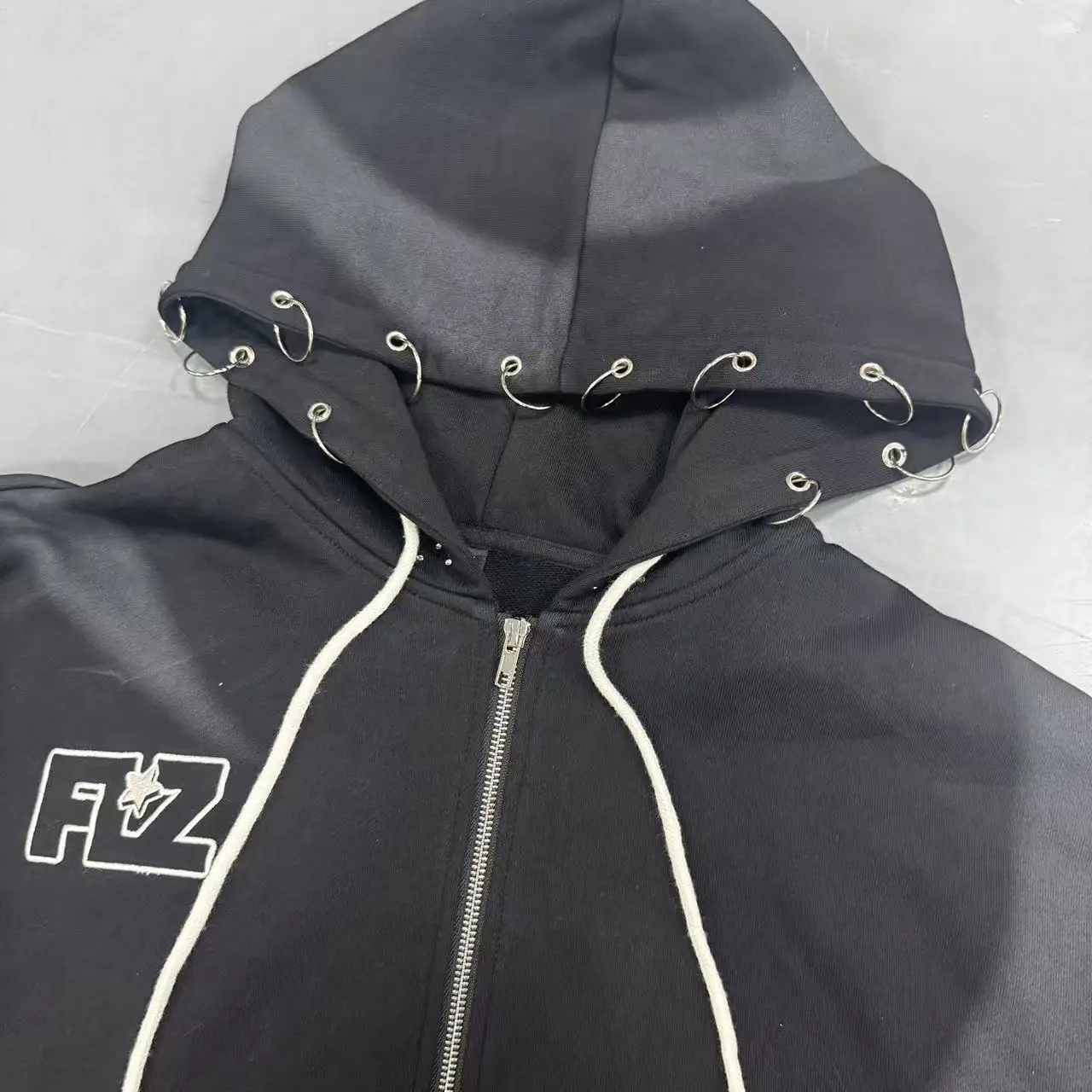 Custom Screen Printed High Quality Mens Oversized Cotton Sweatpants and Hoodies Set Custom Shining Rhinestone Design for Autumn gallery 3