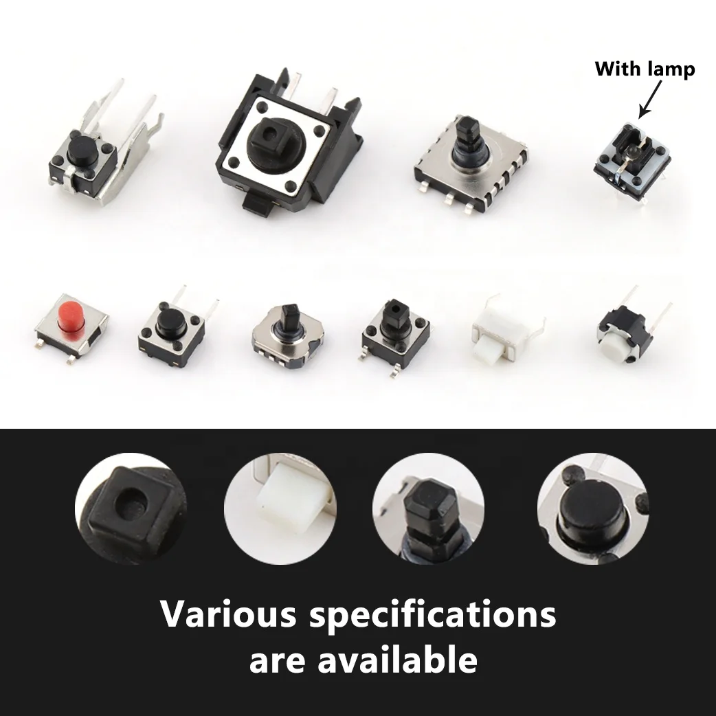 50 Pulsadores Laterales 12V 4 Pines SMD | Interruptor Táctil De Tortuga Grande 4x6mm | Momentáneo Para Teléfonos, MP4, Teclados