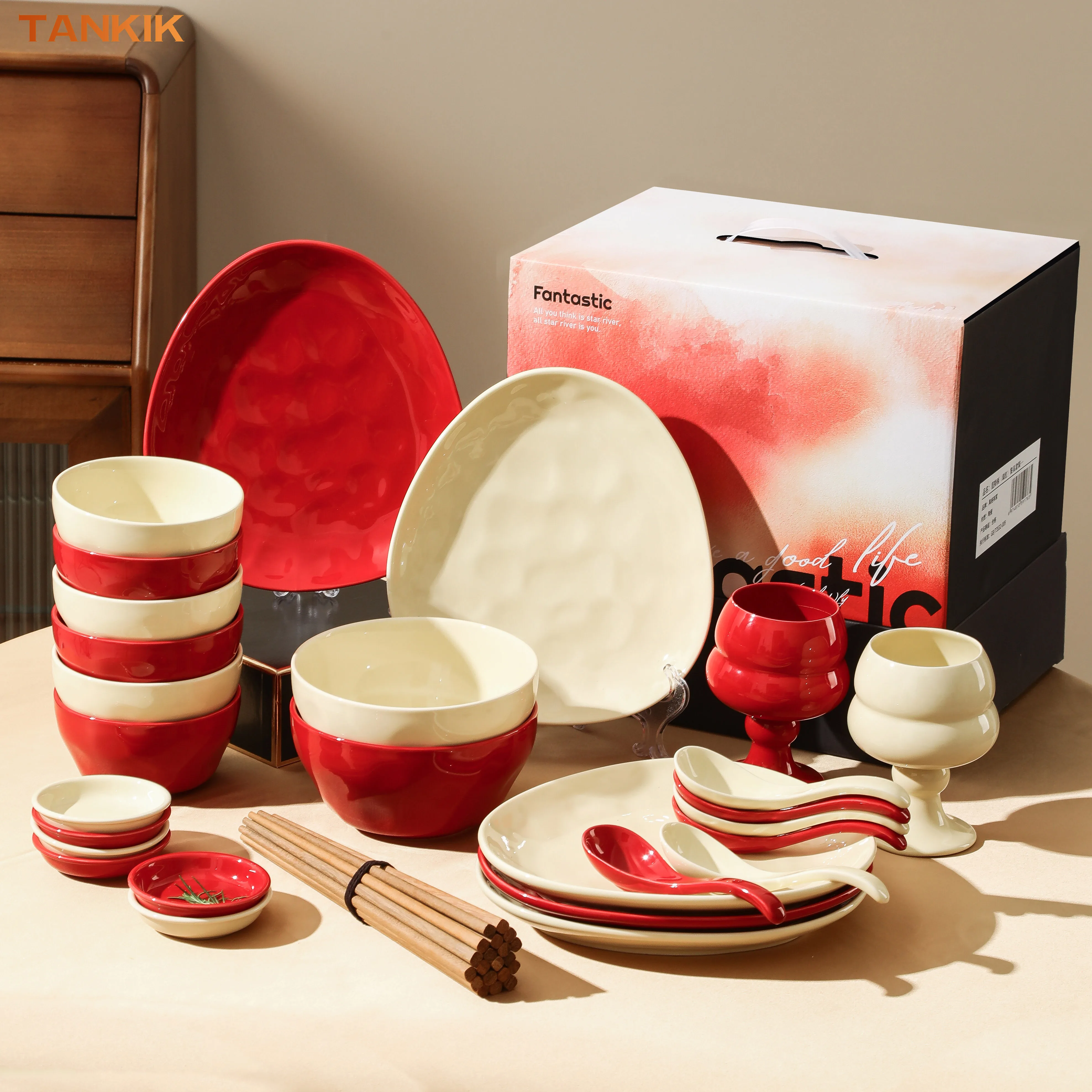 Elegant Cream Ceramic Dinnerware Set Pretty Tableware for