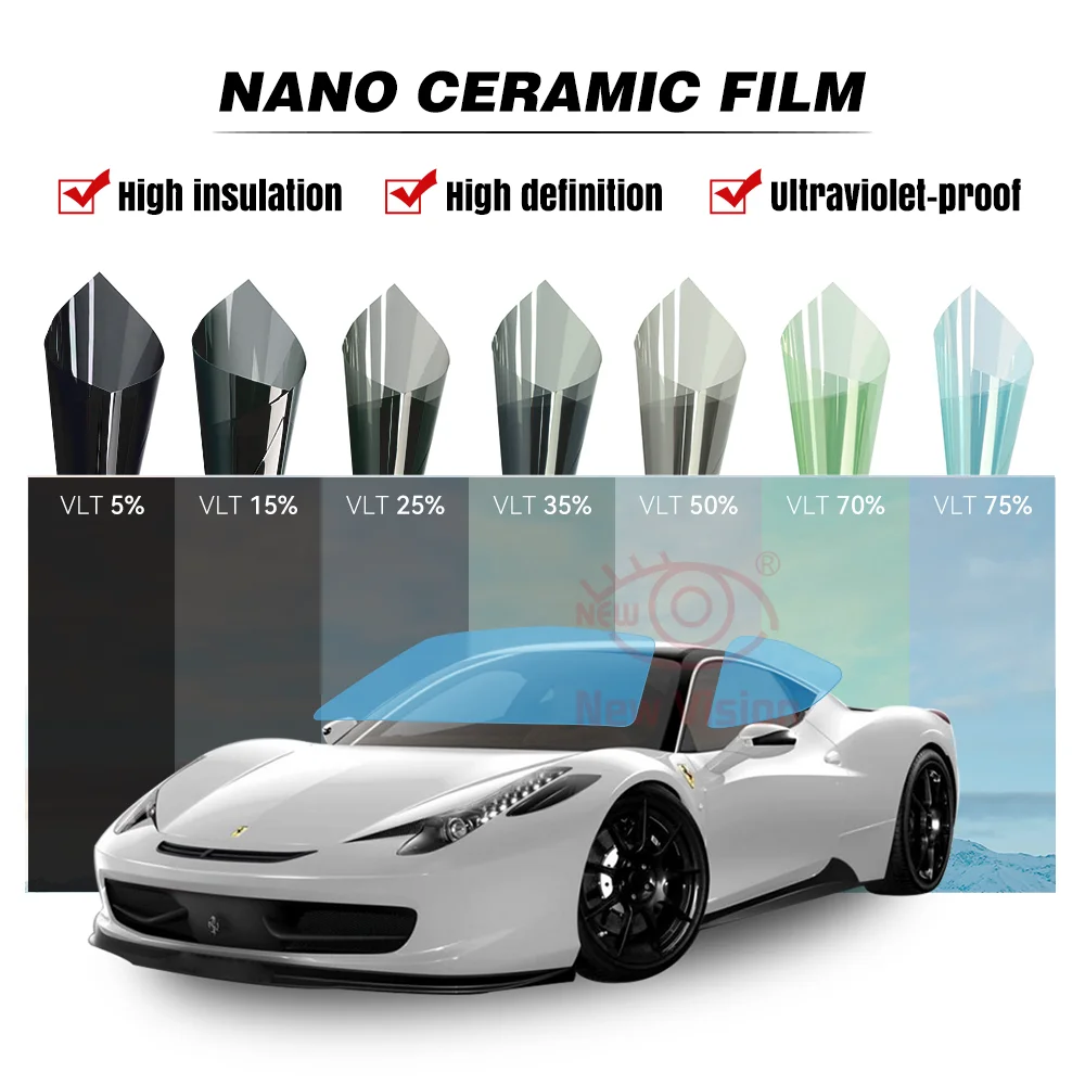 Solar Smart Glass Tint 35% Vlt Ceramic Window Film PET Bulletproof Car Window Visors with Anti-Scratch Function