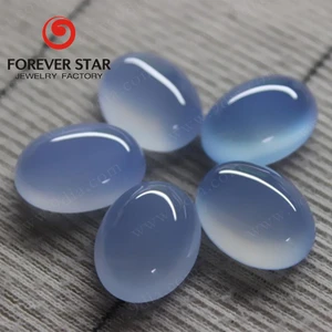 Wholesale High Quality Grade a Oval Natural Blue Chalcedony Rough 18x36mm Forever Star