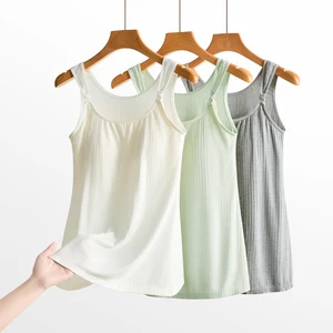 Breathable Wire Free Thin Solid Breast-feeding Vest Bra-free Postpartum Feeding Clothes for Autumn & Winter