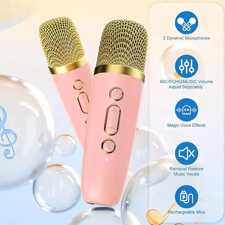 2025 Creative New Product BT V5.3 HIFI 360 Degree Surround Sound Outdoor Portable Wireless Speaker with Karaoke Microphone