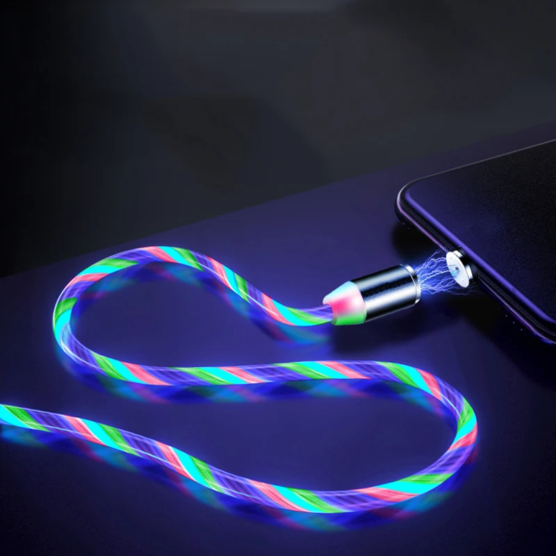 High Speed Led Glow Flowing Charger 3 In 1 Usb Cable Type C Led Color