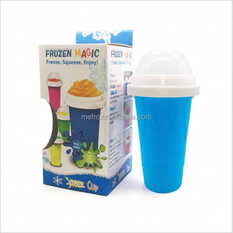 1pc Blue Silicone Smoothies Quick Freeze Cup, Double Layer Magic