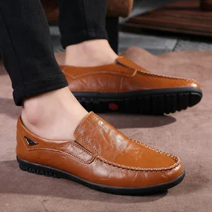 Soft Leather Loafers Casual Shoes Moccasins for Men  Leather Men's Casual Dress Shoes Men Leather Shoes Big Size 38 to 47