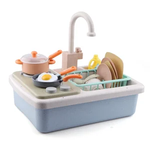 Set of 21pcs Children Electric Dishwasher Playing Kitchen Sink With Dishwasher
