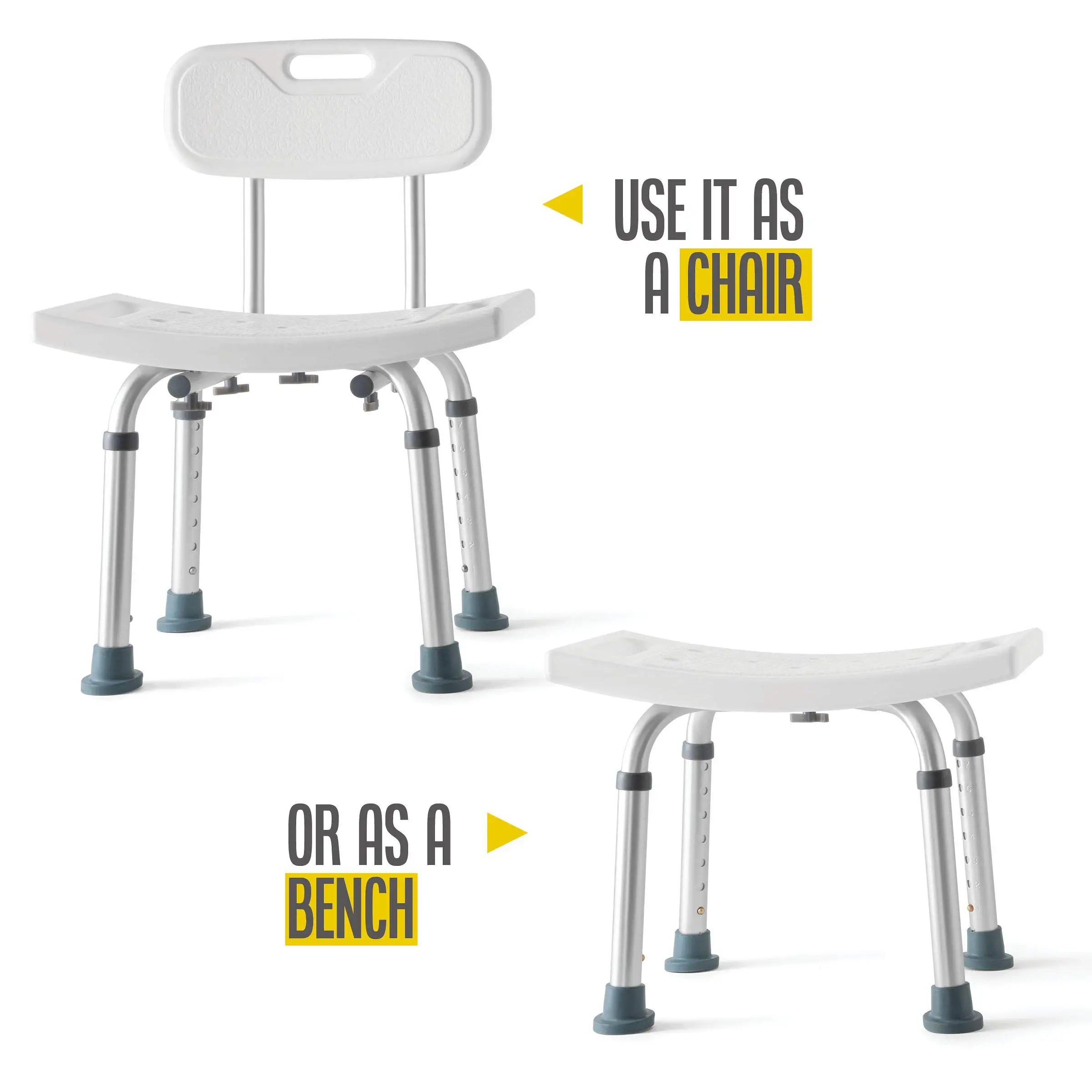 Built Quickly Aluminum Legs Shower Chair For Shower Stall Easily Adjust