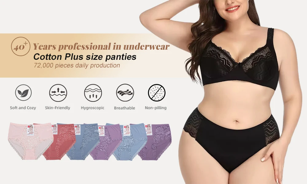 UOKIN White Cotton Panties for Fat Women Large Size Panties Mature