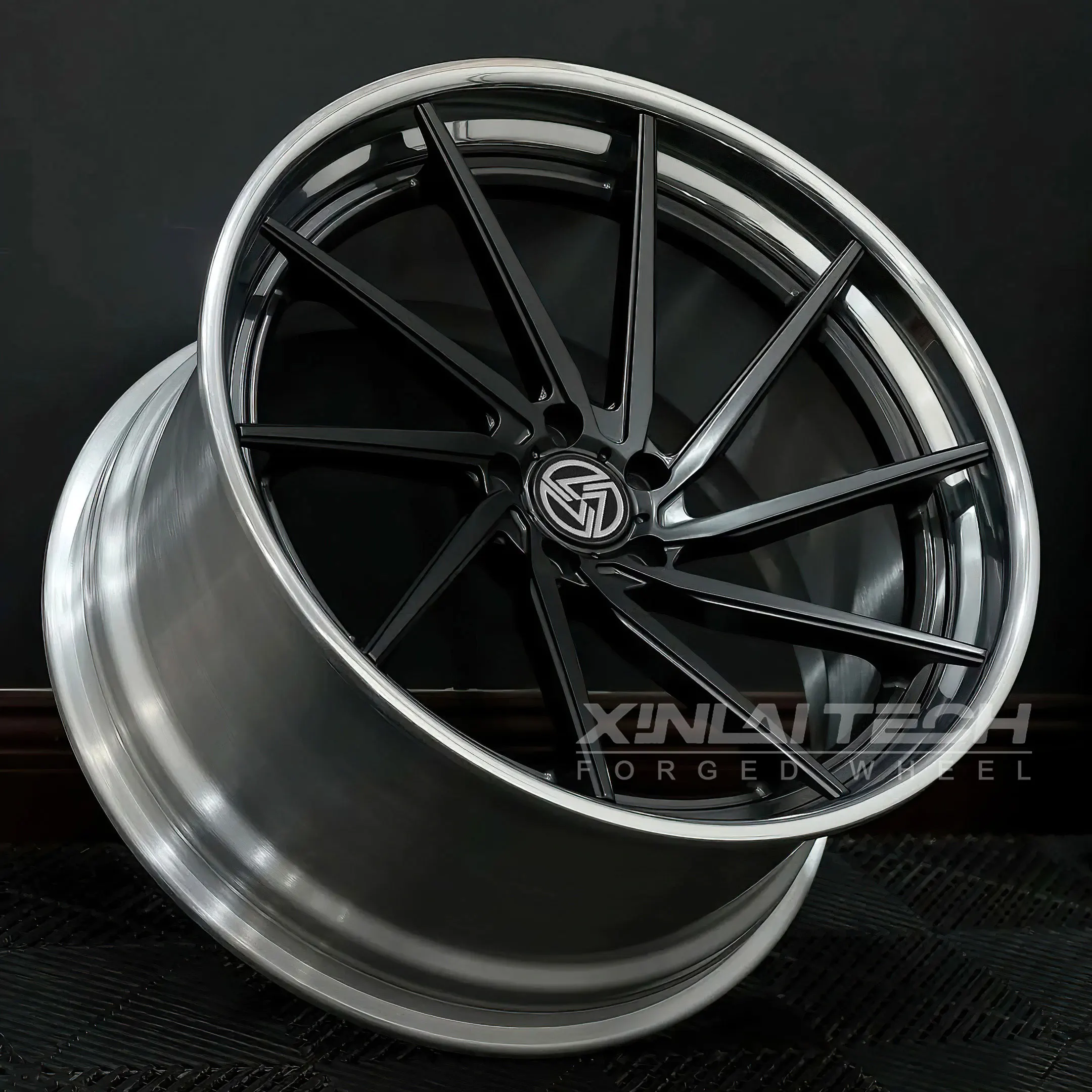 XL 2 Piece Forged Brushed Polished Black Wheel 5x120 5x112 5x114.3 18 19 20 21 22 Inch Custom Deep Dish Concave Car Wheel - Image 1