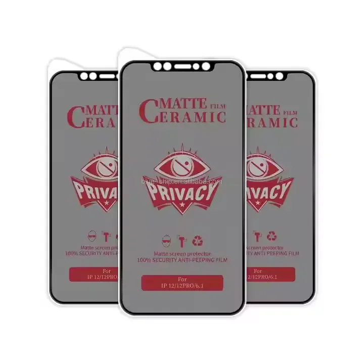 0.33mm Thickness Anti-Spy Privacy Glass Matte Ceramic Film Screen Protector Soft Cell Phone Cover for Mobile Phone Use