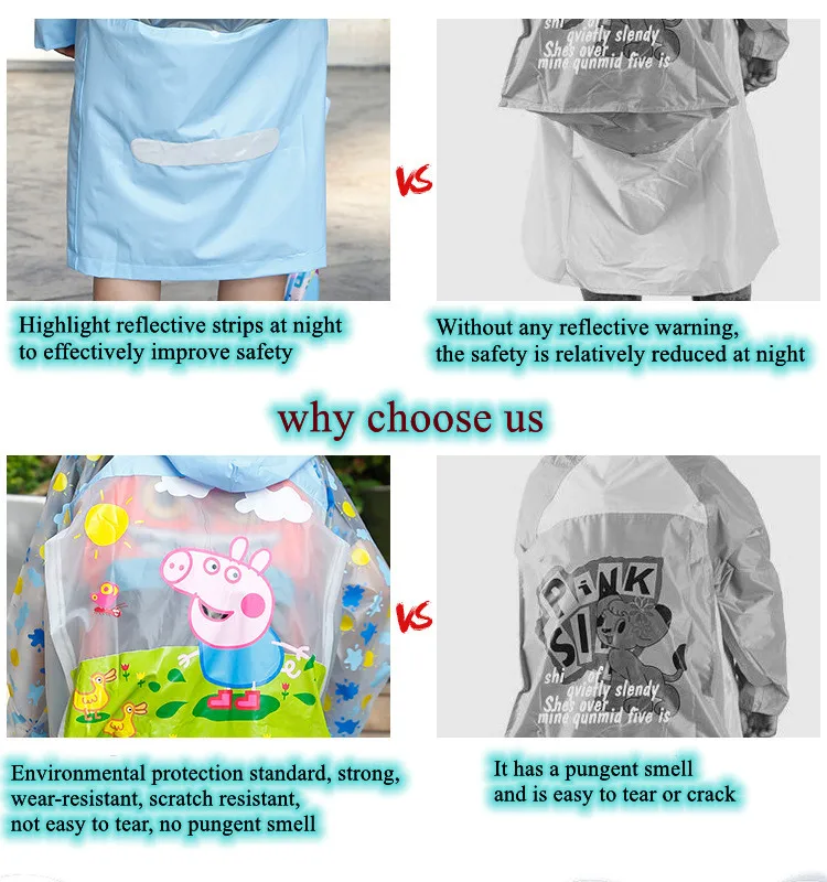 peva raincoat cartoon rain coat waterproof poncho children backpack kids pvc rain wear