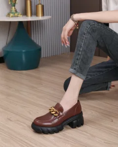 Factory Wholesale 2026 Summer Women's Large-Size Mary Jane High Heels Loafers Slip-On Shallow Mouth Toe Thick-Soled Shoes Soft