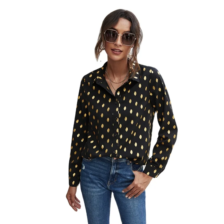 black and gold polka dot blouse