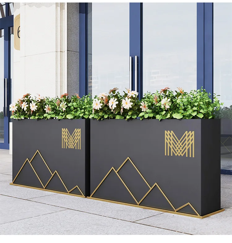 V221Outdoor Iron Planter Box Rectangular Creative Flower Groove Commercial Street Partition Outer Place Flower Pots Planting Box